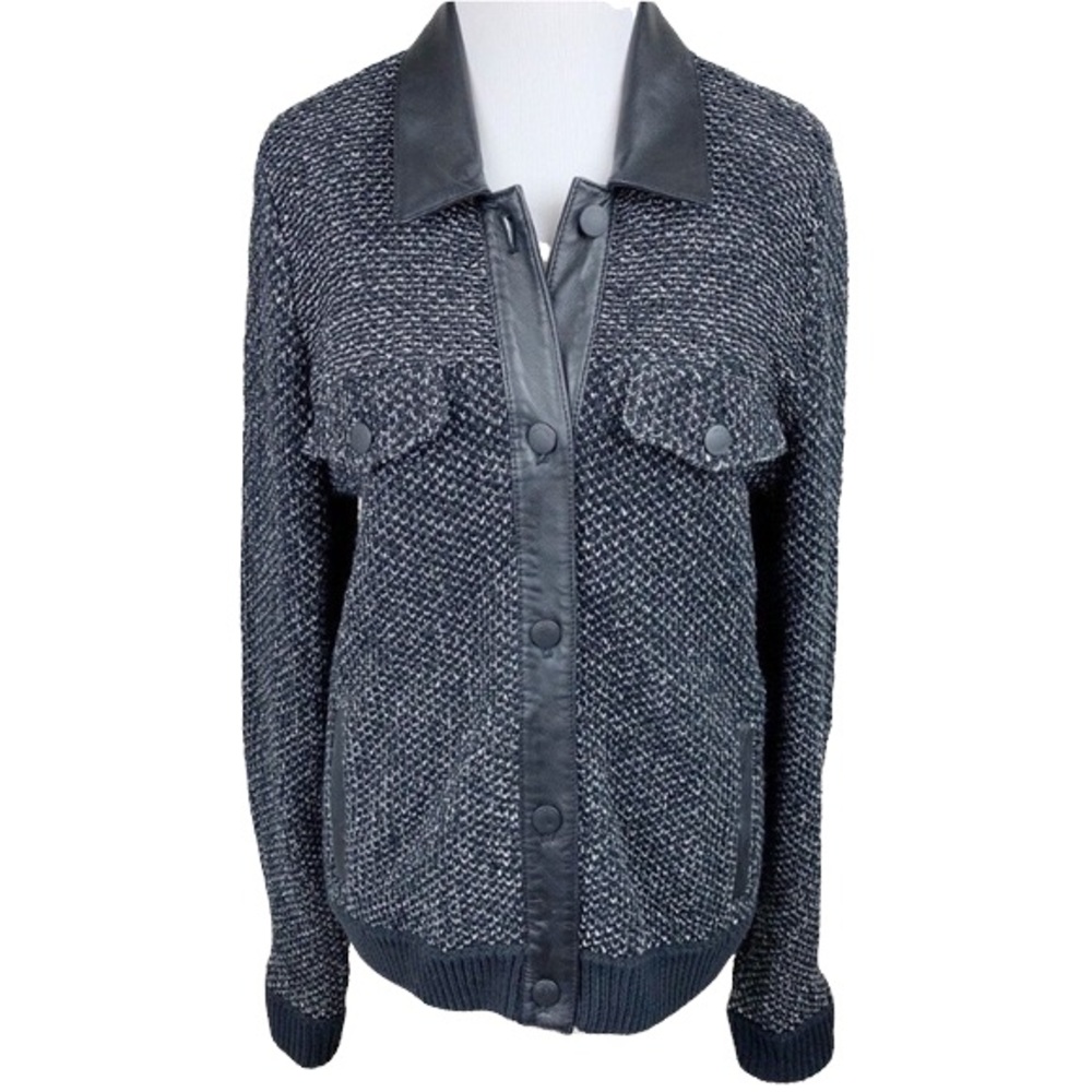 Rag & Bone Knit Leather Trim Jacket